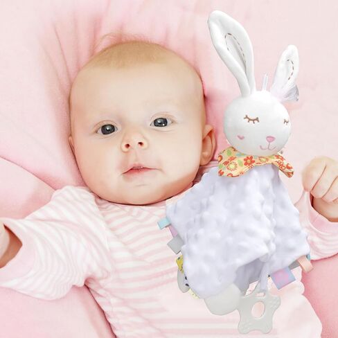 WECOOL Bunny Lovies for Babies, Baby Girl Lovey & Cute Bunny Lovey Blanket for Baby Girl Gift, Bunny Lovies Blanket Gifts for Newborn Baby Girl, Unique Baby Gift, Newborn Baby Girl Gift in Kuwait