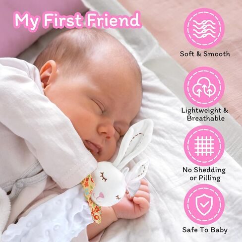 WECOOL Bunny Lovies for Babies, Baby Girl Lovey & Cute Bunny Lovey Blanket for Baby Girl Gift, Bunny Lovies Blanket Gifts for Newborn Baby Girl, Unique Baby Gift, Newborn Baby Girl Gift in Kuwait