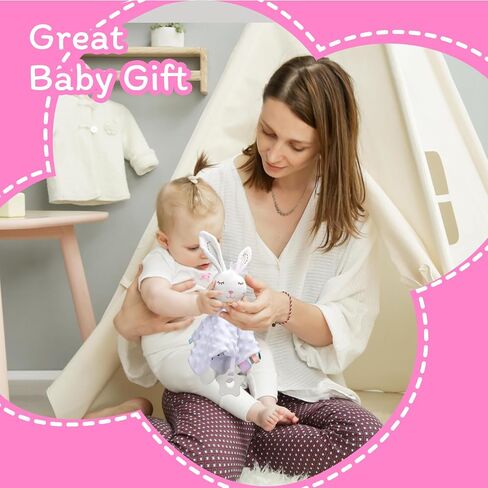 WECOOL Bunny Lovies for Babies, Baby Girl Lovey & Cute Bunny Lovey Blanket for Baby Girl Gift, Bunny Lovies Blanket Gifts for Newborn Baby Girl, Unique Baby Gift, Newborn Baby Girl Gift in Kuwait