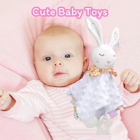 WECOOL Bunny Lovies for Babies, Baby Girl Lovey & Cute Bunny Lovey Blanket for Baby Girl Gift, Bunny Lovies Blanket Gifts for Newborn Baby Girl, Unique Baby Gift, Newborn Baby Girl Gift in Kuwait