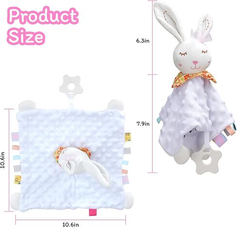 WECOOL Bunny Lovies for Babies, Baby Girl Lovey & Cute Bunny Lovey Blanket for Baby Girl Gift, Bunny Lovies Blanket Gifts for Newborn Baby Girl, Unique Baby Gift, Newborn Baby Girl Gift in Kuwait