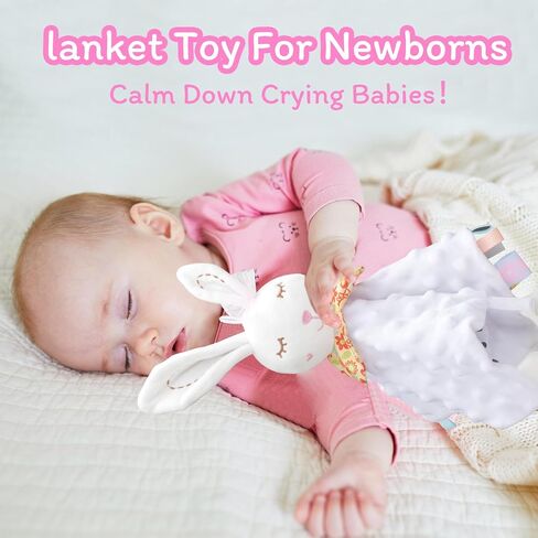 WECOOL Bunny Lovies for Babies, Baby Girl Lovey & Cute Bunny Lovey Blanket for Baby Girl Gift, Bunny Lovies Blanket Gifts for Newborn Baby Girl, Unique Baby Gift, Newborn Baby Girl Gift in Kuwait
