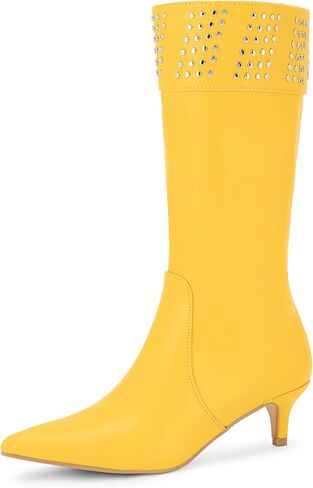 Allegra K Women's Boot Pointed Toe Kitten Heel Boots Knee High Boots in Saudi Arabia