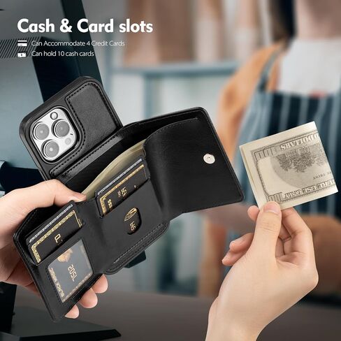 for iPhone 13 Pro Max Wallet Case with Card Holder,Men Women PU Leather RFID Blocking Shockproof Protective Cover Credit Large Capacity Cash Card Slots Kickstand,for Apple 13 ProMax,Black in Saudi Arabia
