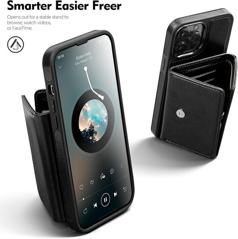 for iPhone 13 Pro Max Wallet Case with Card Holder,Men Women PU Leather RFID Blocking Shockproof Protective Cover Credit Large Capacity Cash Card Slots Kickstand,for Apple 13 ProMax,Black in Saudi Arabia