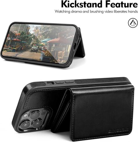 for iPhone 13 Pro Max Wallet Case with Card Holder,Men Women PU Leather RFID Blocking Shockproof Protective Cover Credit Large Capacity Cash Card Slots Kickstand,for Apple 13 ProMax,Black in Saudi Arabia