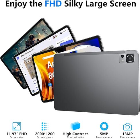 تابلت 12 بوصة، ذاكرة الوصول العشوائي 8 جيجابايت، 256 جيجابايت روم، تابلت أندرويد 13 مع حافظة مثقوبة مزخرفة، معالج ثماني النواة 2.0 جيجا هرتز، 2000 * 1200 FHD IPS، كاميرا 5 ميجابكسل + 13 ميجابكسل، 8000 مللي أمبير، نظام تحديد المواقع العالمي، واي فاي، بلوتو in Saudi Arabia
