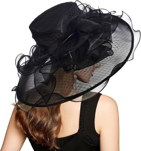 YIDINGCO Women Girl Tea Party Fascinator Hat Church Funeral Cocktail Easter British Organza Veil Dress Hat Cap in Saudi Arabia