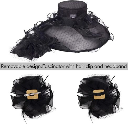 YIDINGCO Women Girl Tea Party Fascinator Hat Church Funeral Cocktail Easter British Organza Veil Dress Hat Cap in Saudi Arabia