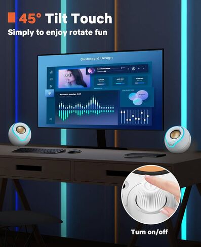 LENRUE Computer Speakers, PC Speakers with Colorful Lights Button, Volume Knob, 45 ° Tilt, Loud Sound, AUX and USB Powered for PC Desktop Monitor Laptop in Saudi Arabia