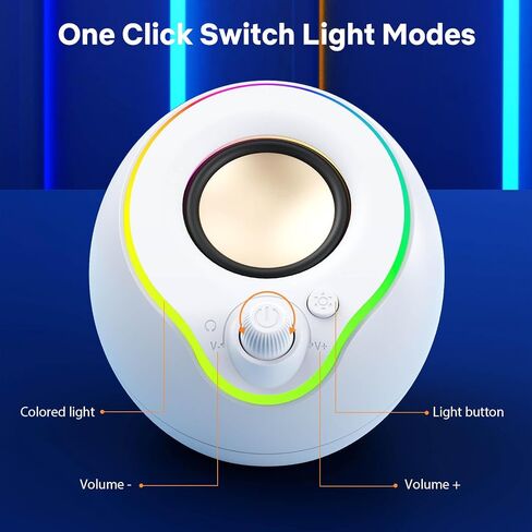 LENRUE Computer Speakers, PC Speakers with Colorful Lights Button, Volume Knob, 45 ° Tilt, Loud Sound, AUX and USB Powered for PC Desktop Monitor Laptop in Saudi Arabia