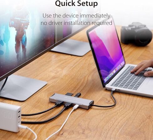 j5create USB C 4K Triple Display Hub - 4K HDMI x2، 4K DP، 2 USB-A وUSB-C 10 جيجابت في الثانية، PD 100W، Ethernet، قارئ بطاقات SD 4.0 | لأجهزة XPS وSurface Pro (JCD397) (متجدد) in Saudi Arabia