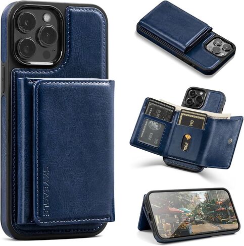 for iPhone 13 Pro Max Wallet Case with Card Holder,Men Women PU Leather RFID Blocking Shockproof Protective Cover Credit Large Capacity Cash Card Slots Kickstand,for Apple 13 ProMax,Black in Saudi Arabia