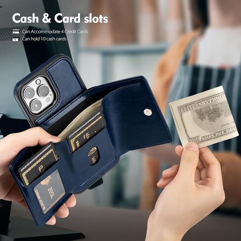 for iPhone 13 Pro Max Wallet Case with Card Holder,Men Women PU Leather RFID Blocking Shockproof Protective Cover Credit Large Capacity Cash Card Slots Kickstand,for Apple 13 ProMax,Black in Saudi Arabia