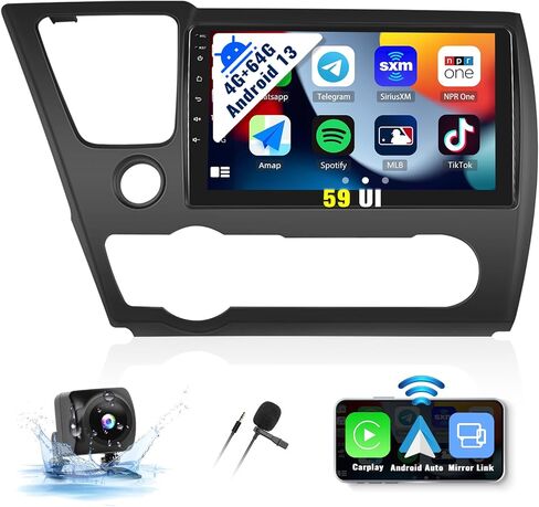 SIXWIN Android 13 4G+64G ستيريو سيارة لهوندا سيفيك 2013-2017 شاشة لمس 9 بوصة مع CarPlay Android Auto Honda راديو مع بلوتوث توقعات الطقس 59UI GPS Navigation WiFi Network Radio 32EQ in Saudi Arabia