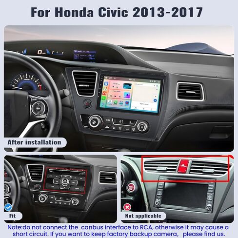 SIXWIN Android 13 4G+64G ستيريو سيارة لهوندا سيفيك 2013-2017 شاشة لمس 9 بوصة مع CarPlay Android Auto Honda راديو مع بلوتوث توقعات الطقس 59UI GPS Navigation WiFi Network Radio 32EQ in Saudi Arabia