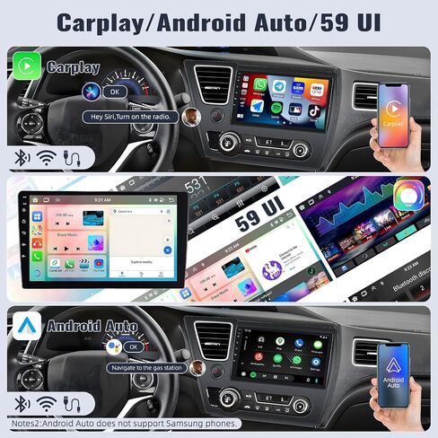 SIXWIN Android 13 4G+64G ستيريو سيارة لهوندا سيفيك 2013-2017 شاشة لمس 9 بوصة مع CarPlay Android Auto Honda راديو مع بلوتوث توقعات الطقس 59UI GPS Navigation WiFi Network Radio 32EQ in Saudi Arabia