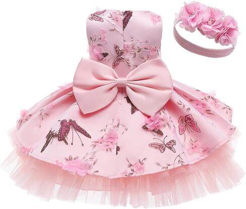 IBTOM CASTLE Flower Girl Baptism Bridesmaid Dress for Kids Sequin Bowknot Tutu Communion Wedding Birthday Party Gown+Headband in Saudi Arabia