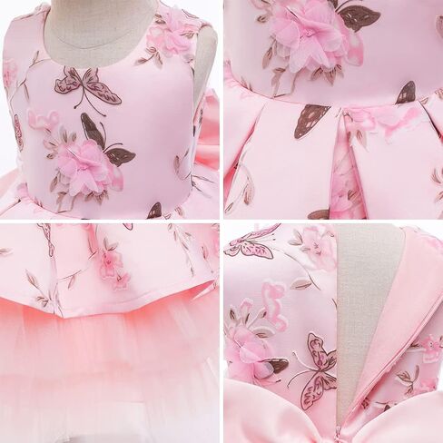 IBTOM CASTLE Flower Girl Baptism Bridesmaid Dress for Kids Sequin Bowknot Tutu Communion Wedding Birthday Party Gown+Headband in Saudi Arabia