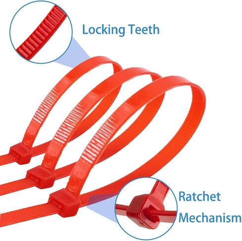 500 PCS 4 Inch Red Zip Ties - 0.1 Inch Width, 18LB Strength, Nylon Material, UV Resistant, High/Low Temperature Resistant - Durable, Odorless, Garden and Cable Ties in Saudi Arabia