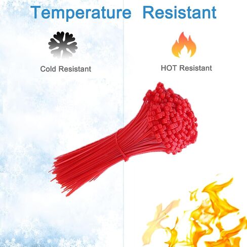 500 PCS 4 Inch Red Zip Ties - 0.1 Inch Width, 18LB Strength, Nylon Material, UV Resistant, High/Low Temperature Resistant - Durable, Odorless, Garden and Cable Ties in Saudi Arabia