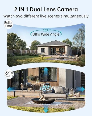 ZUMIMALL Security Cameras Wireless Outdoor with Dual Lens, 360° PTZ Solar Camera for Home Security, 2K Color Night Vision/AI Detection/2-Way Talk/2.4GHz WiFi/Siren & Light Alarm/IP66/Alexa/Cloud in Saudi Arabia
