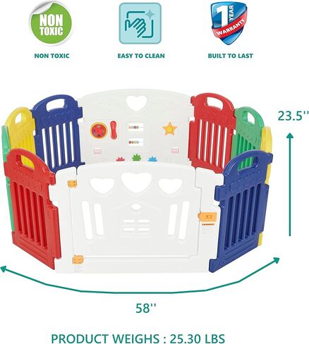 لعبة Dream On Me Imagination Station المكونة من 10 لوحات، آمنة ومستقرة، باب مفصلي، نظام قفل آمن مضاد للأطفال، أقدام مطاطية غير قابلة للانزلاق، بلاستيك متين وغير سام، للاستخدام الداخلي والخارجي متعدد in Kuwait