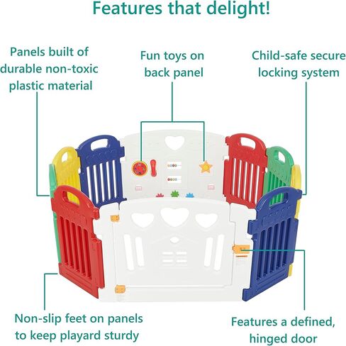 لعبة Dream On Me Imagination Station المكونة من 10 لوحات، آمنة ومستقرة، باب مفصلي، نظام قفل آمن مضاد للأطفال، أقدام مطاطية غير قابلة للانزلاق، بلاستيك متين وغير سام، للاستخدام الداخلي والخارجي متعدد in Kuwait