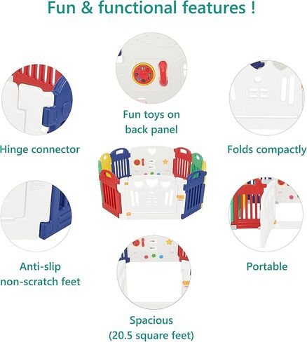 لعبة Dream On Me Imagination Station المكونة من 10 لوحات، آمنة ومستقرة، باب مفصلي، نظام قفل آمن مضاد للأطفال، أقدام مطاطية غير قابلة للانزلاق، بلاستيك متين وغير سام، للاستخدام الداخلي والخارجي متعدد in Kuwait