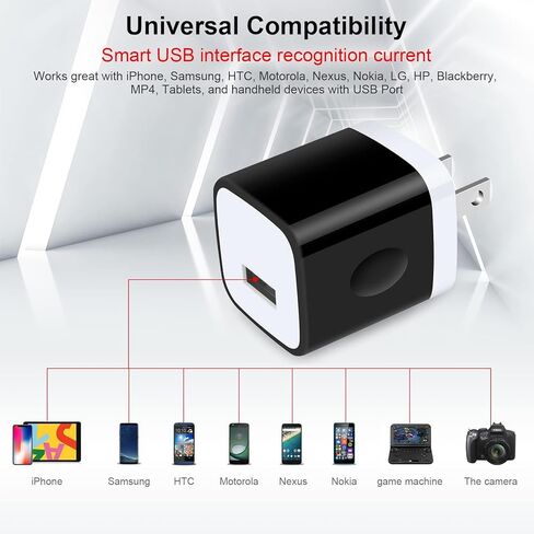 مكعبات شحن، صندوق شاحن USB شاحن جداري Sicodo 3 عبوات توصيل في شاحن الهاتف منفذ واحد للهاتف الخلوي مكعب شحن لهاتف iPhone 15 14 13 12 11 SE Pro X XR XS 8، Samsung Galaxy A15 S23 S22 S21 20 in Kuwait