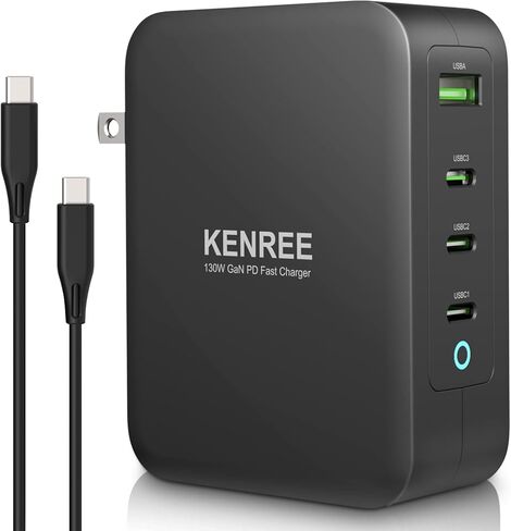 130W GaN USB C Wall Charger, PD100W PD65W 30W 20W Super Fast Charging Adapter with 100W USB C Cable, Fast Charging Station for iPhone 13, MacBook (Black) in Saudi Arabia