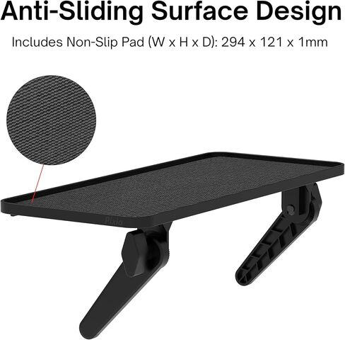 Pixio 12 inch Black Monitor Storage Top Shelf - Adjustable Platform, Universal Fit, Holds Up to 13lbs, Works on TV, Flat, Curved Monitors, Storage for Webcams, Clocks, Phone, Figures in Saudi Arabia