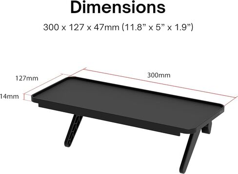 Pixio 12 inch Black Monitor Storage Top Shelf - Adjustable Platform, Universal Fit, Holds Up to 13lbs, Works on TV, Flat, Curved Monitors, Storage for Webcams, Clocks, Phone, Figures in Saudi Arabia