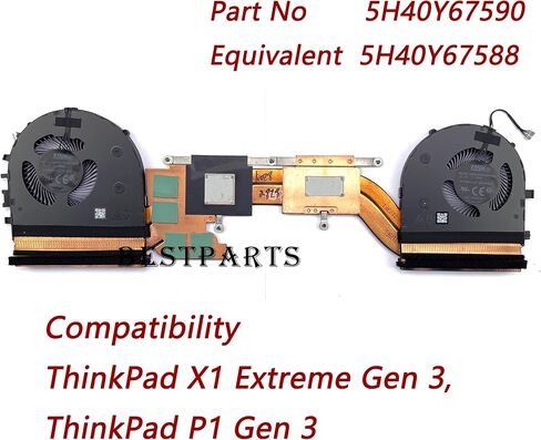 BestParts مروحة تبريد أصلية جديدة لوحدة المعالجة المركزية + وحدة معالجة الرسومات مع بديل مبدد الحرارة لجهاز ThinkPad X1 Extreme 3rd Gen (20TK، 20TL)، لـ P1 Gen 3 (20TH، 20TJ)، P/N: 5H40Y67588 5H40Y67589 5H40Y67590 in Saudi Arabia