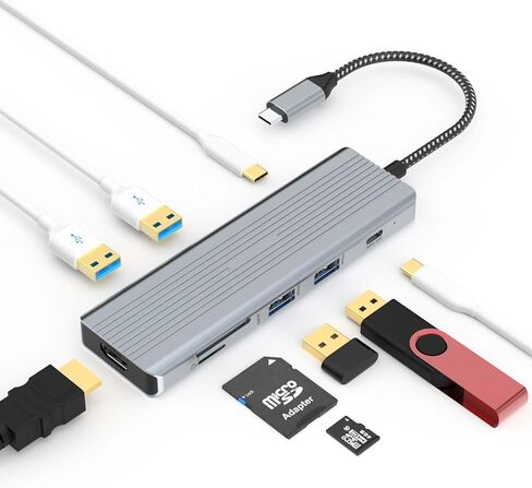 USB C Hub Tiergrade Multiport Docking Station, 9 in 1 USB C Hub with 4K HDMI, 2*USB 3.0, 1*USB-C, 2*USB 2.0, SD/TF Card Reader, 100W PD Charging Port for Chromebook Pixel in Kuwait