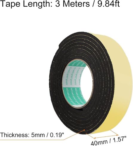 Single-Sided Foam Tape Self Adhesive, [for Home Fixtures, Daily Use] - 12mm x 1mm / 10m / White, Yellow / 1Pcs in Saudi Arabia