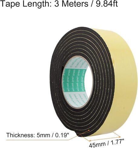 Single-Sided Foam Tape Self Adhesive, [for Home Fixtures, Daily Use] - 12mm x 1mm / 10m / White, Yellow / 1Pcs in Saudi Arabia
