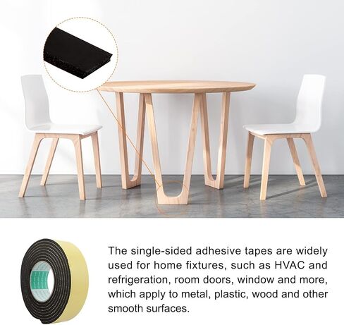 Single-Sided Foam Tape Self Adhesive, [for Home Fixtures, Daily Use] - 12mm x 1mm / 10m / White, Yellow / 1Pcs in Saudi Arabia