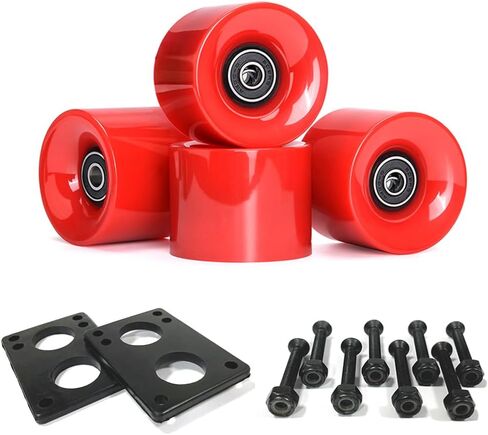 70mm Longboard Wheels 80A Contains ABEC-9 Bearings and Spacers,Skateboard Riser Pads,Skateboard Hardware Screws Bolts,fit for Your Longboard Skateboards.-Black in Saudi Arabia