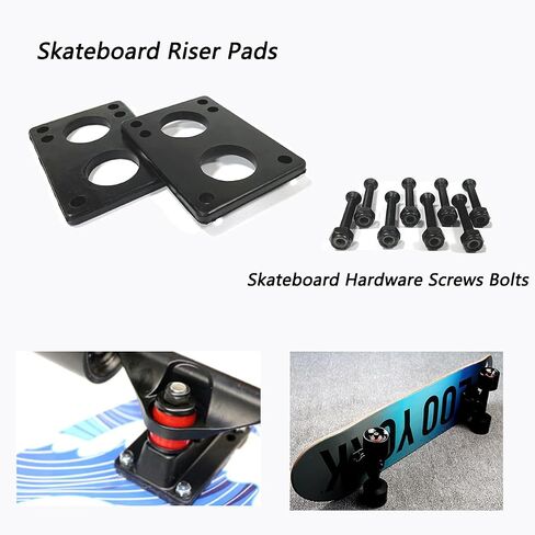 70mm Longboard Wheels 80A Contains ABEC-9 Bearings and Spacers,Skateboard Riser Pads,Skateboard Hardware Screws Bolts,fit for Your Longboard Skateboards.-Black in Saudi Arabia