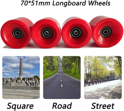 70mm Longboard Wheels 80A Contains ABEC-9 Bearings and Spacers,Skateboard Riser Pads,Skateboard Hardware Screws Bolts,fit for Your Longboard Skateboards.-Black in Saudi Arabia
