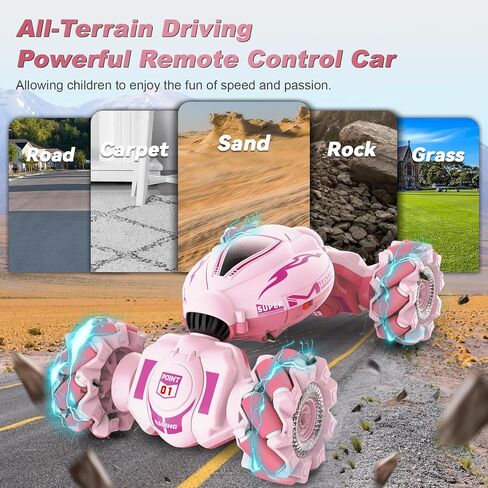 ألعاب سيارات RC للأولاد والبنات من عمر 6 إلى 12 عامًا، هدايا عيد الميلاد لعمر 6 7 8 9 10 11 12 عامًا، سيارة حيلة تعمل بالتحكم عن بعد بمستشعر للإيماءات مع موسيقى أضواء 2.4 جيجا هرتز 4WD وجهاز تحكم عن بعد يدوي 360 درجة تدور الانجراف الشامل in Kuwait