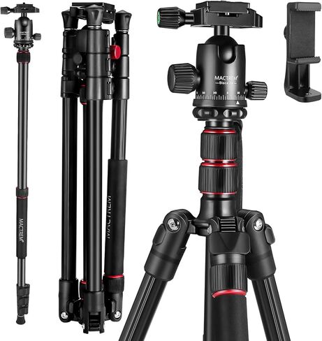 MACTREM 90in 2-in-1 Camera Tripod Monopod Aluminum Heavy Duty Travel Tripod | 360° Ball Head for Macro Photography, Max Load 33lb, Portable for DSLR & Phone, Includes Carry Bag for Travel & Vlogging in Saudi Arabia