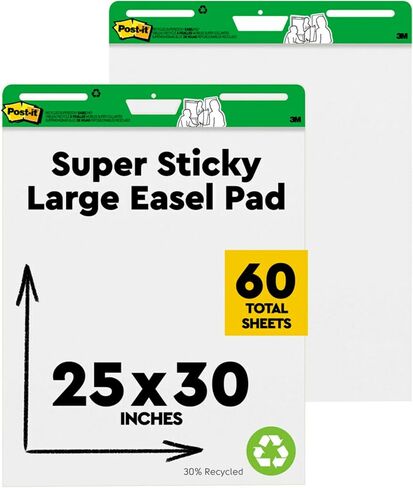 Post-it Easel Pad made with Recycled Paper, 25 in x 30 in, White, 30 Sheets/Pad, 2 Pads/Pack, Great for Virtual Teachers and Students (559RP) in Saudi Arabia