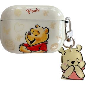Soft TPU Case with Keychain Hook for Apple AirPods 3 3rd 2021 Model Teddy Bear Laugh Yellow Color Cartoon Anime Cute Lovely Adorable Unisex Kids Girls Boys