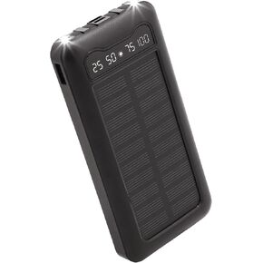 Solar Power Bank with Built-in Cables, Portable Charger