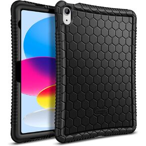 Fintie Silicone Case for iPad 10th Generation 10.9 Inch (2022 Model) - [Honey Comb Series] Light Weight Anti Slip Kids Friendly Shockproof Soft Protective Bumper Cover, Marine Blue