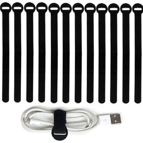 Reusable Cable Ties, 6-Inch Fastening Cable Straps Cable Management, Multi-Purpose Hook & Loop Cord Organizer Wire Ties, Adjustable Cable Organizer Cord Ties, Microfiber Cloth Straps, Black