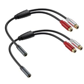 Seadream Dual RCA Female to 3.5mm Female Mini Jack Stereo Y Splitter Cable,2Pack (2 RCA Femaleto 3.5mm Female) 1/8 Female to 2RCA Female Audio Breakout Adapter Cable