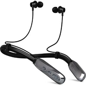 Neckband Bluetooth Headphones, 120H Long Playtime Wireless Stereo Neckband Earbuds with Microphone, Waterproof Around The Neck Headphones in Ear Headset for Sports/Workout/Office (Silver)